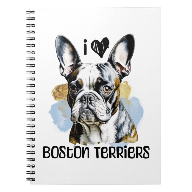 I Kärlek Boston Terriers Anteckningsbok (Framsidan)