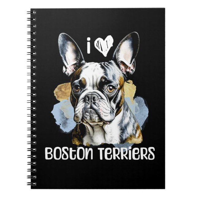 I Kärlek Boston Terriers Anteckningsbok (Framsidan)