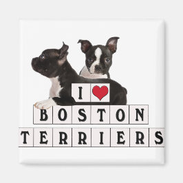 I KÄRLEK BOSTON TERRIERS BLOCKS MAGNET