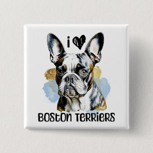 I Kärlek Boston Terriers Knapp