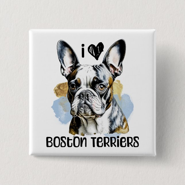 I Kärlek Boston Terriers Knapp (Framsida)