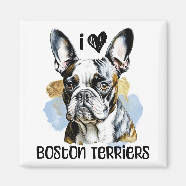 I Kärlek Boston Terriers Magnet (Framsidan)