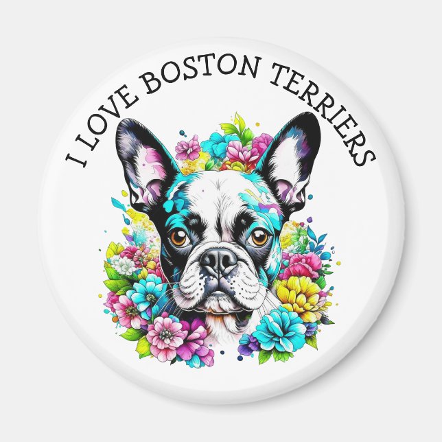 I Kärlek Boston Terriers Magnet (Framsidan)