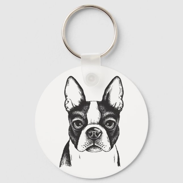 I kärlek Boston Terriers Nyckelring (Framsida)