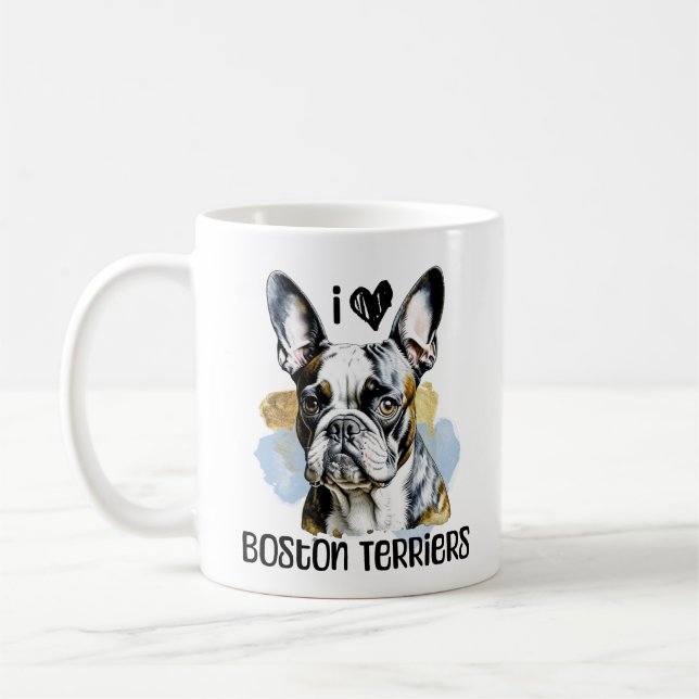 I Kärlek Boston Terriers Personlig Kaffemugg (Vänster)