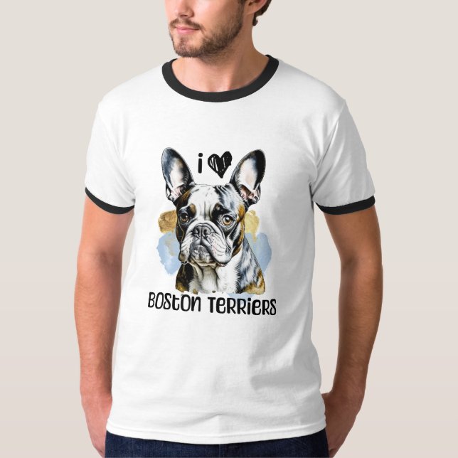 I Kärlek Boston Terriers T Shirt (Framsida)