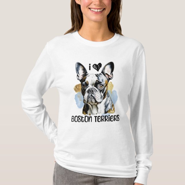 I Kärlek Boston Terriers T Shirt (Framsida)