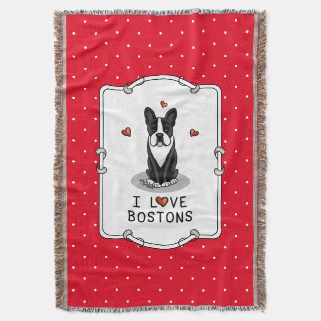I Kärlek Bostons Boston Terriers (svartvitt) Filt (Framsidan Vertikal)