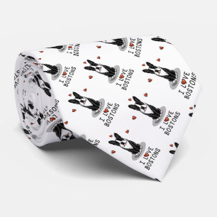 I Kärlek Bostons - Boston Terriers (svartvitt) Slips