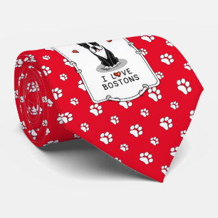 I Kärlek Bostons Boston Terriers (svartvitt) Slips