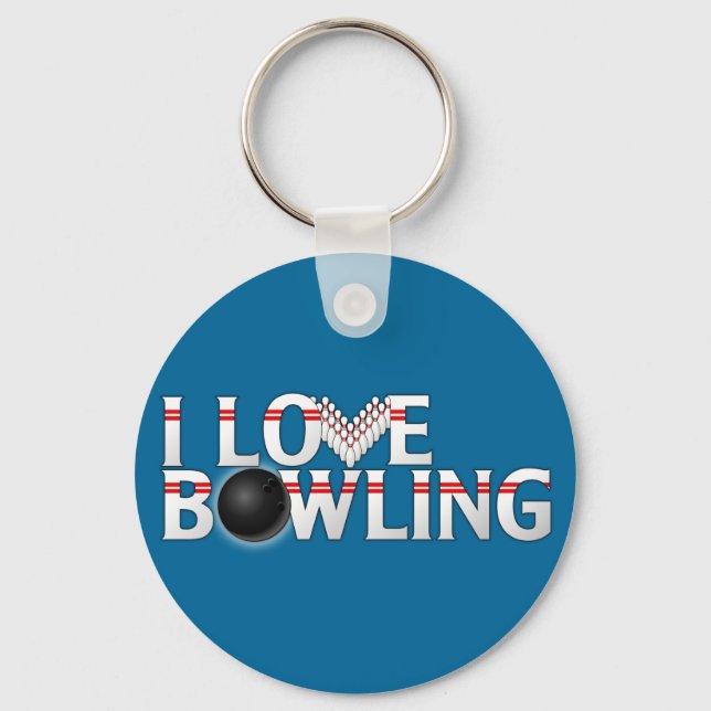 I Kärlek Bowling Keychain Nyckelring (Framsida)