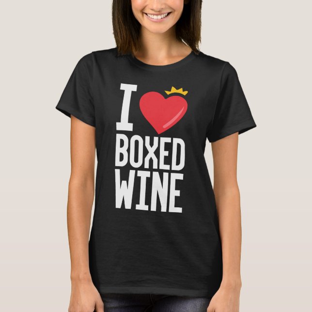 I Kärlek Boxed Vin Drink Drinking T Shirt (Framsida)