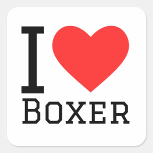 I kärlek boxer fyrkantigt klistermärke