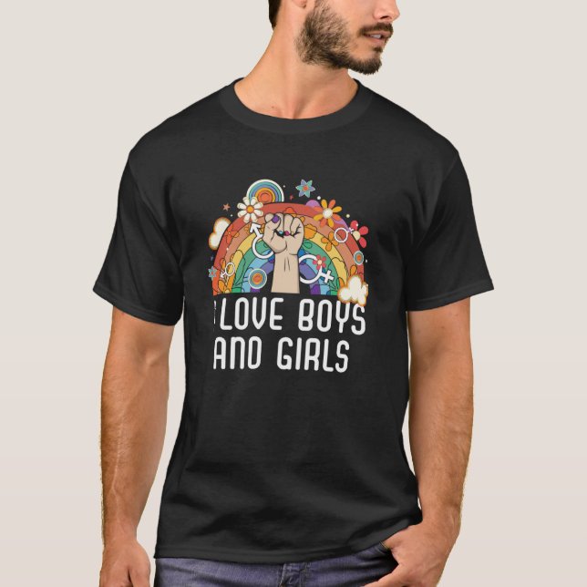 I Kärlek Boys and Girls Bisexual Pride Bisexuality T Shirt (Framsida)
