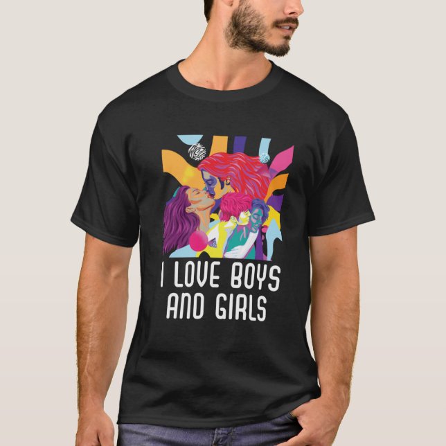 I Kärlek Boys and Girls Bisexual Pride Bisexuality T Shirt (Framsida)