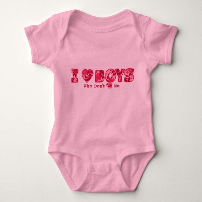 "I Kärlek Boys" Baby Creeper i Rosa/Rosa Tee (Framsida)