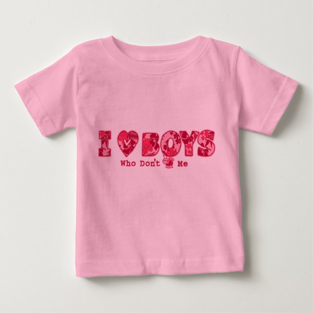 "I Kärlek Boys" Spädbarn Tee i Rosa/Rosa (Framsida)