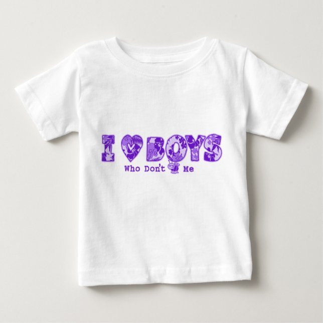 "I Kärlek Boys" Spädbarn Tee in Wht Tee /Lila (Framsida)
