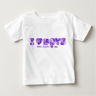 "I Kärlek Boys" Spädbarn Tee in Wht Tee /Lila Shirt
