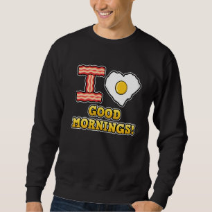 I Kärlek Bra Mornings Cute Heart Kärlek Fried Egg Lång Ärmad Tröja