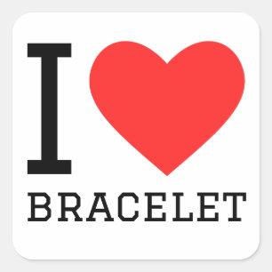 I kärlek bracelet fyrkantigt klistermärke