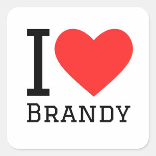 I kärlek brandy fyrkantigt klistermärke