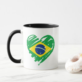 I Kärlek Brasilien - Brasiliens Flagga Heart Mugg