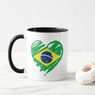 I Kärlek Brasilien - Brasiliens Flagga Heart Mugg