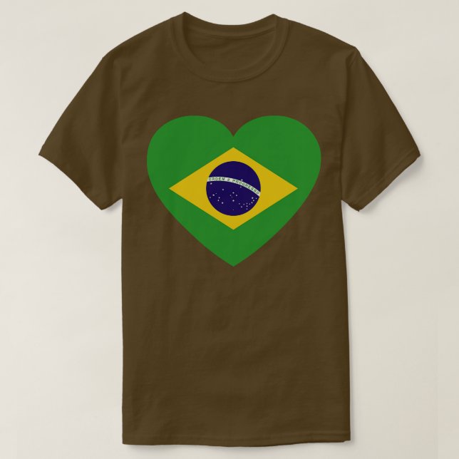 I Kärlek Brasilien HeartShaped Brazilian Flagga T Shirt (Design framsida)