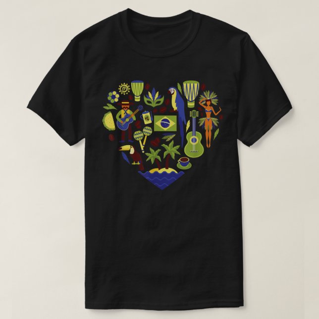 I Kärlek Brasilien ikonisk traditionell Souvenir G T Shirt (Design framsida)