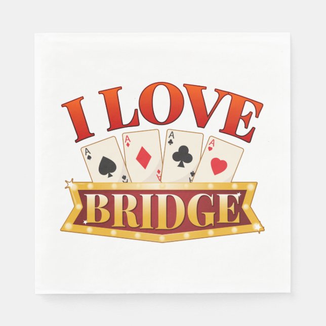 I Kärlek Bridge Card-spelaren Pappersservett (Framsidan)