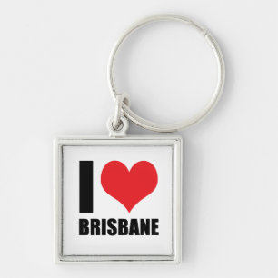 I kärlek Brisbane Fyrkantig Silverfärgad Nyckelring
