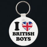 I kärlek British boys Nyckelring<br><div class="desc">Ik houd van Britse jongens. Jag älskar brittiska pojkar. Met zwarte brev en het hart är met de engelse vlag. Als je gek bent op jongens die uit Verenigd Koninkrijk komen.</div>