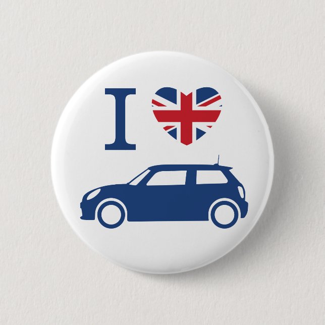 I kärlek British Mini Coopers - Blue - F56 Button Knapp (Framsida)