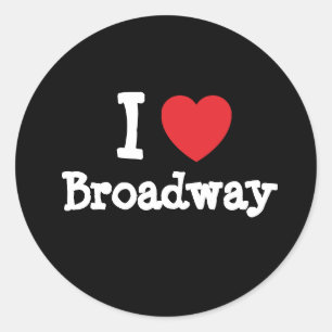 I kärlek Broadway anpassningsbar personlig Runt Klistermärke
