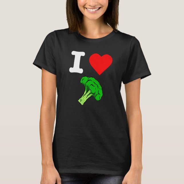 I Kärlek Broccoli I Heart Vegetables Organic Vegan T Shirt (Framsida)