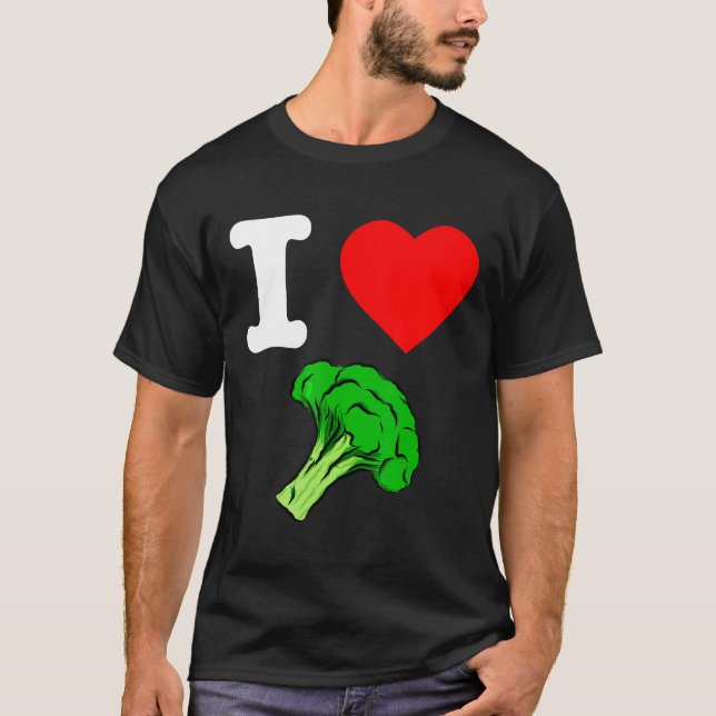 I Kärlek Broccoli I Heart Vegetables Organic Vegan T Shirt (Framsida)