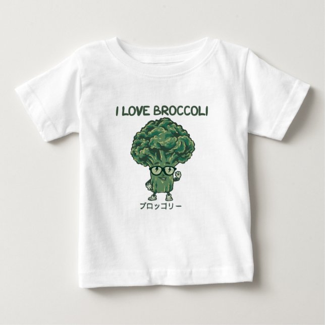 I Kärlek Broccoli, Kawaii Cute Japanska  T Shirt (Framsida)