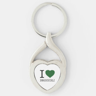 I KÄRLEK BROCCOLI TWISTED HEART SILVERFÄRGAD NYCKELRING