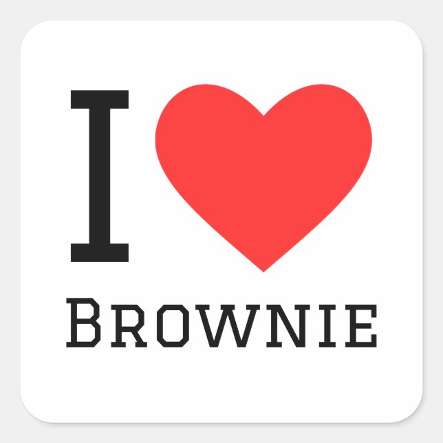 I kärlek brownie fyrkantigt klistermärke (Framsida)