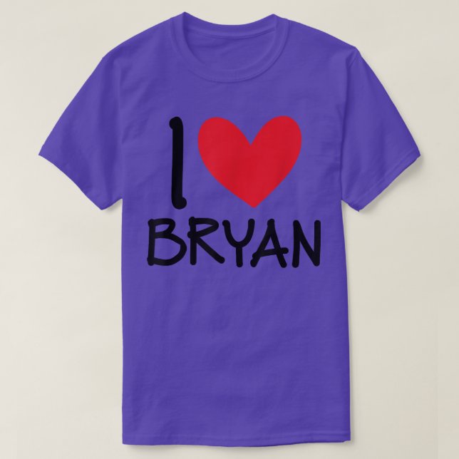 I Kärlek Bryan Namn Personlig Manar Guy BFF Friend T Shirt (Design framsida)