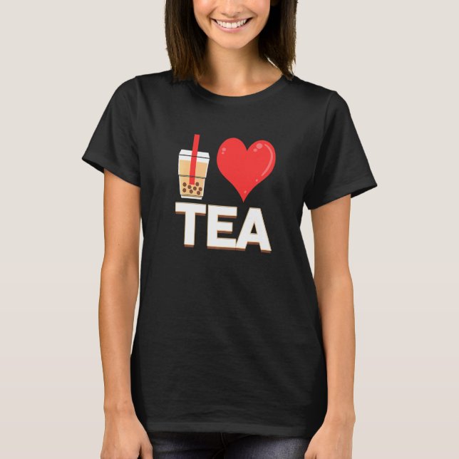 I Kärlek Bubble Tea Bubble Tea T Shirt (Framsida)