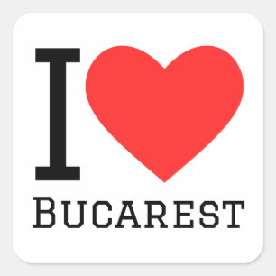 I kärlek bucarest fyrkantigt klistermärke