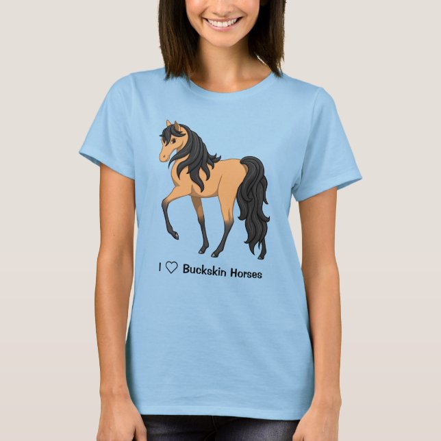 I Kärlek Buckskin Horses Söt Filly Tee Shirt (Framsida)