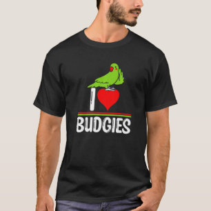 I Kärlek Budgies Cute Bird Meme Parrot Mamma Pappa T Shirt