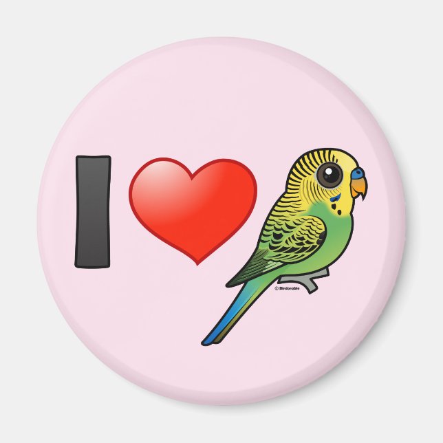 I Kärlek Budgies Magnet (Framsidan)