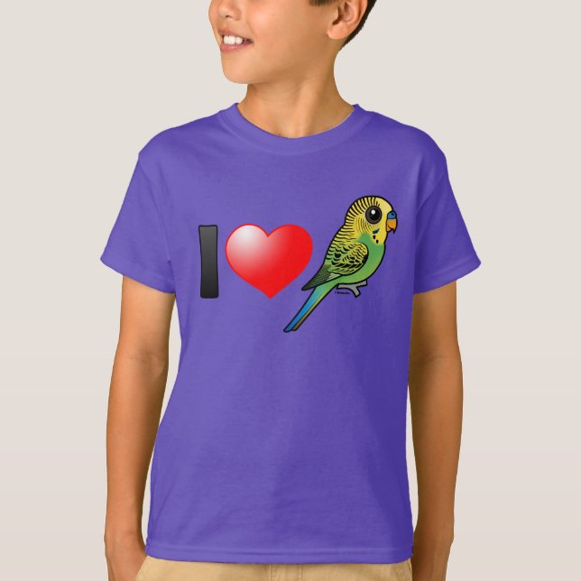 I Kärlek Budgies T Shirt (Framsida)