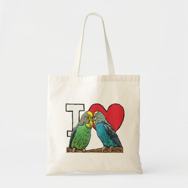I Kärlek Budgies Tygkasse (Framsidan)