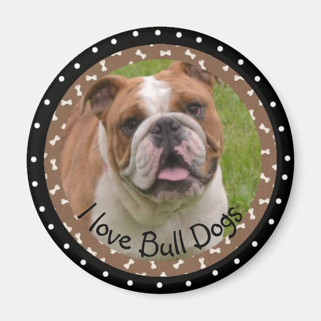 I kärlek Bull Dogs Magnet (Framsidan)