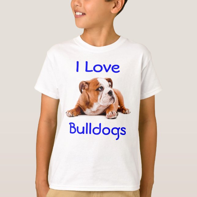 I Kärlek Bulldog Kids Tee Shirt (även pojkar) (Framsida)